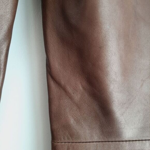 TARA JARMON Paris Soft Genuine Leather High Waist Pants Brown Sz S - Picture 13 of 16